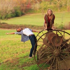 Getting a little weird with old farming equipment at Yonah Mountain Winery
